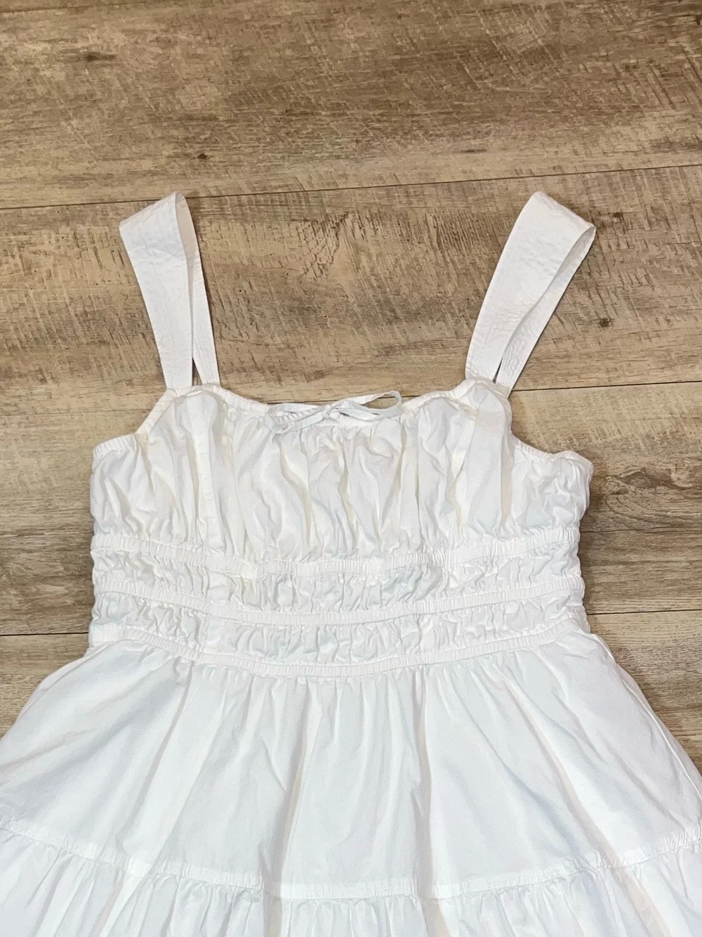 Aritzia Sunday Best White Martine Tiered Cotton Poplin Dress Size Large - Picture 6 of 10